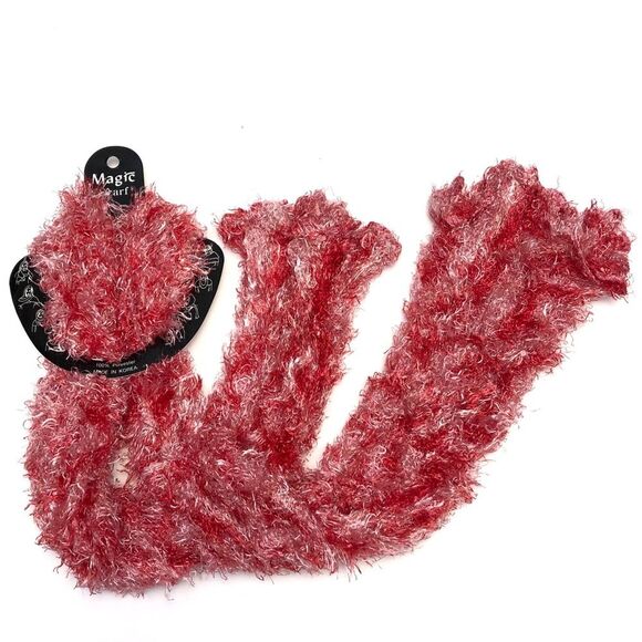 Fuzzy Expandable Eyelash Magic Tube Scarf Pink Tones - Picture 1 of 3